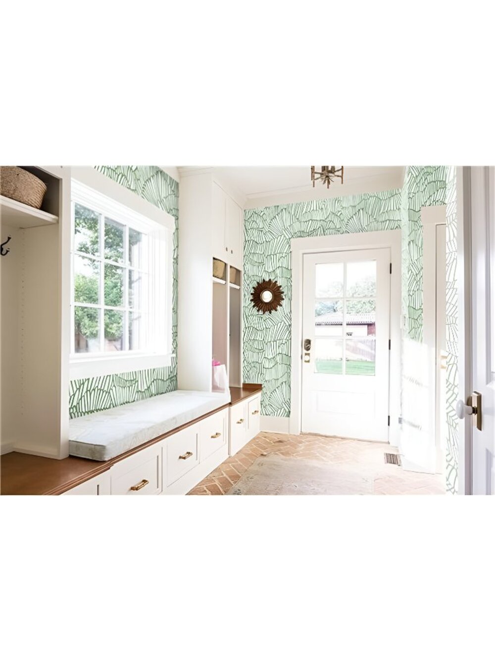 Green Wallpaper White Peel and Stick Wallpaper Striped Contact Paper 15.55"x59"
